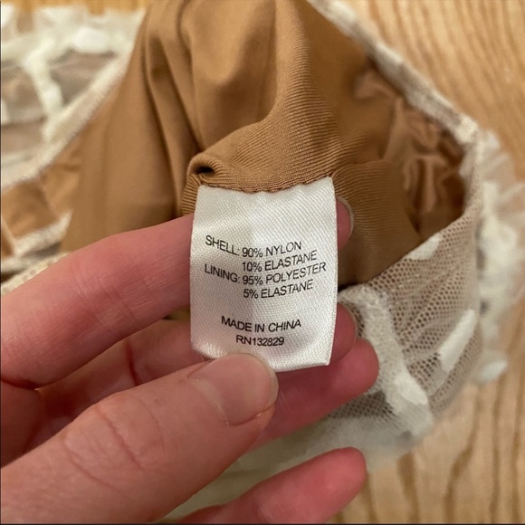 Revolve - Majorelle Wyn Bodysuit in White Mesh Overlay Nude Lining Size XXS - Picture 6 of 6